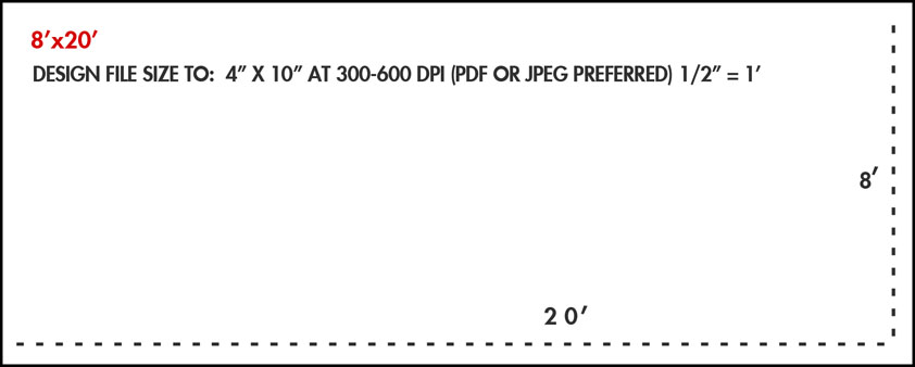 Medium Bulletin 8' × 20' billboard dimensions diagram